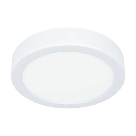 Gosmelle round LED downlight in white plastic, 16.6 x 2.5cm slim surface-mounted disc with integrated LED and white diffuser, IP20, shown on a plain white background.
