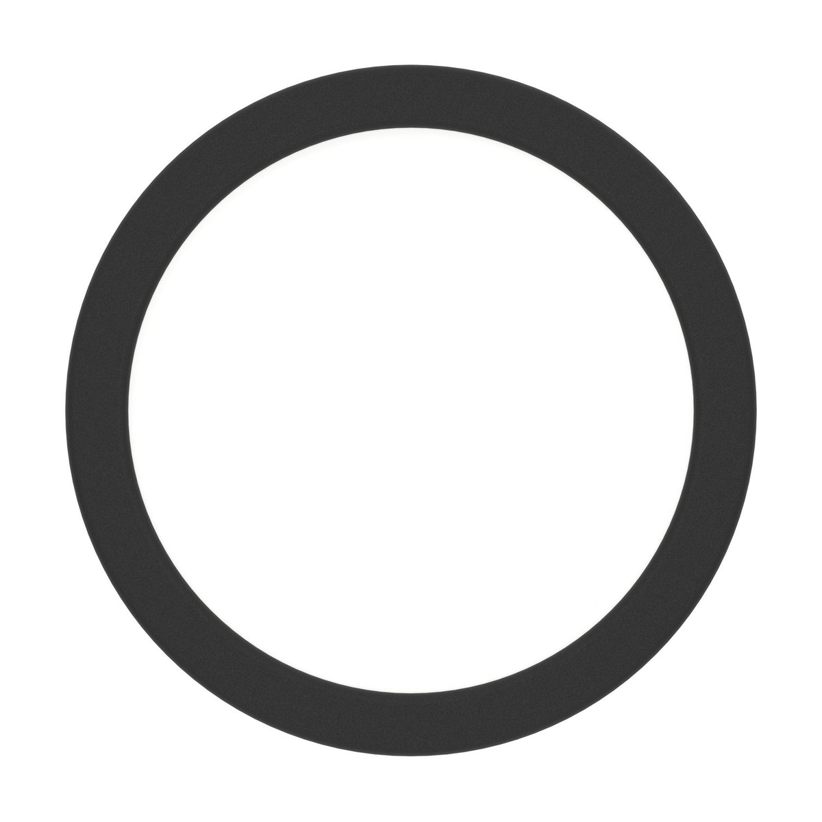 Gosmelle round LED downlight with slim black plastic ring frame, 16.6 x 2.5cm, IP44 rated, shown against a plain white background.