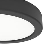 Close-up of the Gosmelle LED downlight showing its round black plastic body and white diffuser, 16.6 x 2.5cm, IP44 rated, on a plain white background.
