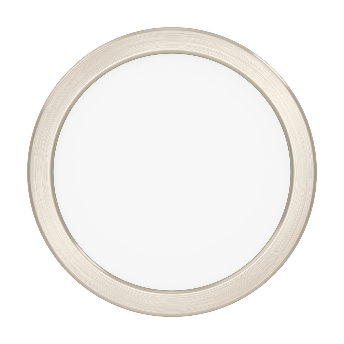 Gosmelle round LED downlight with satin nickel steel rim and white diffuser, 16.6 x 2.5cm, shown face-on against a plain white background.