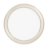Gosmelle round LED downlight with satin nickel steel rim and white diffuser, 16.6 x 2.5cm, shown face-on against a plain white background.