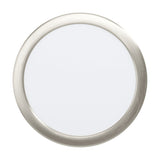 Gosmelle LED Downlight, round 16cm fixture with brushed satin nickel rim and white plastic diffuser, integrated cool white LED, shown on a plain white background.