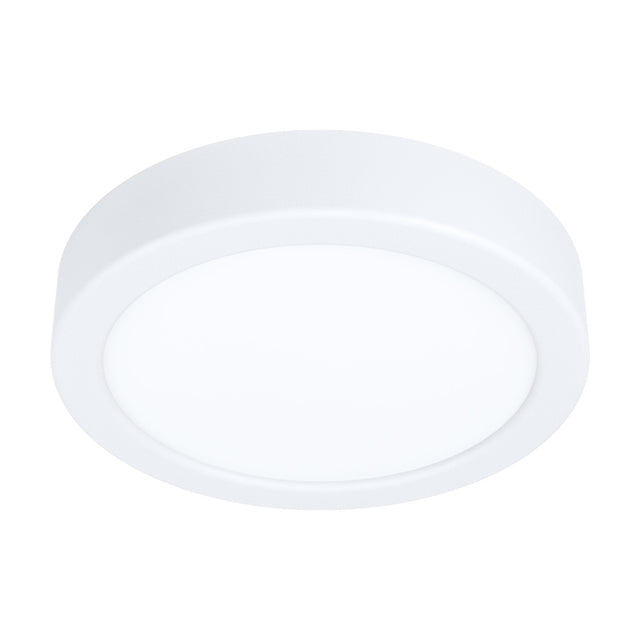 Gosmelle LED downlight, round white steel body with a white plastic diffuser, 16cm slim profile, shown on a plain white background.