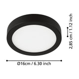 Gosmelle LED Downlight 16cm Warm White IP44 - Black