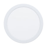 Gosmelle round LED downlight in white, 21.6cm recessed fixture with slim rim and opal diffuser, 17W warm white, shown on a plain white background.