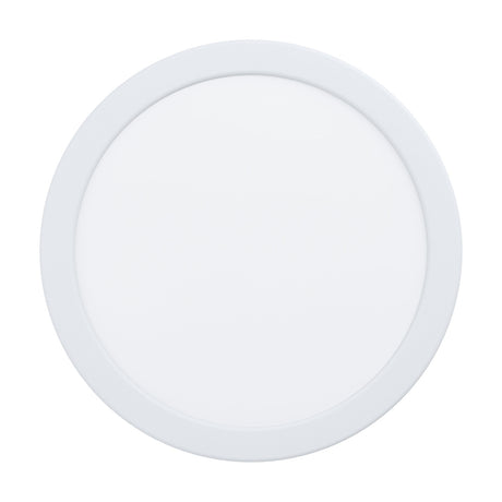 Gosmelle round LED downlight in white, 21.6cm recessed fixture with slim rim and opal diffuser, 17W warm white, shown on a plain white background.