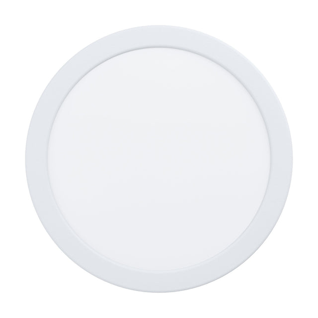 Gosmelle round LED downlight in white, 21.6cm recessed fixture with slim rim and opal diffuser, 17W warm white, shown on a plain white background.
