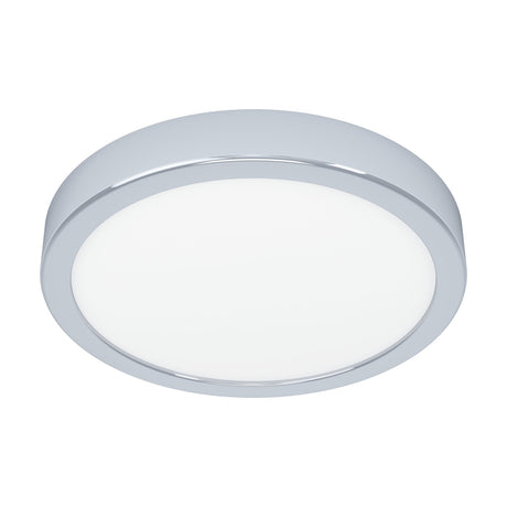 Gosmelle LED Downlight, round 21.1cm fixture with chrome steel body and white plastic diffuser, shown on a plain white background.