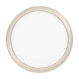 Gosmelle LED Downlight 21.1cm round ceiling fixture with brushed satin nickel surround and white plastic diffuser, shown on a plain white background.