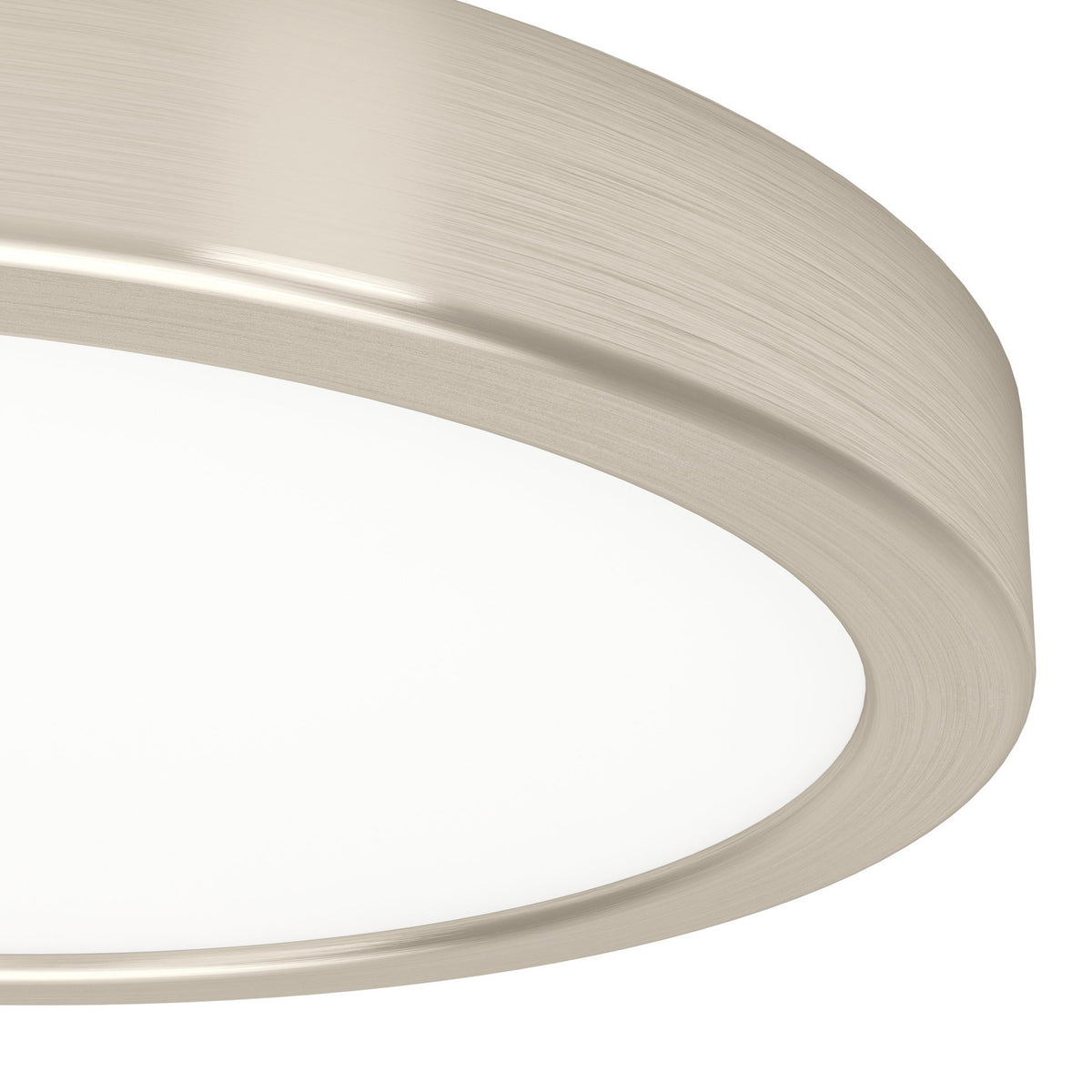 Close-up of the Gosmelle LED Downlight 21.1cm in Satin Nickel, showing the brushed steel rim and white plastic diffuser against a plain white background.