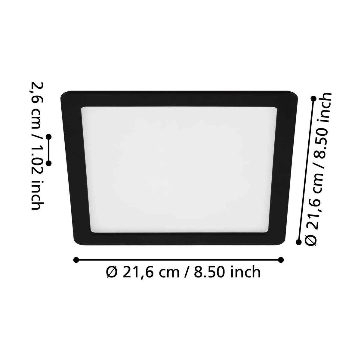 Gosmelle LED Downlight 21.6 x 21.6cm - Black
