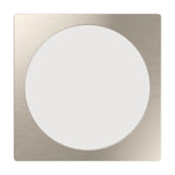 Gosmelle LED downlight, 21.6cm square satin nickel trim with brushed texture framing a round white diffuser, shown on a plain white background.
