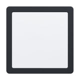 Gosmelle LED downlight, 21 x 21cm square panel with black steel frame and white plastic diffuser, shown on a plain white background.