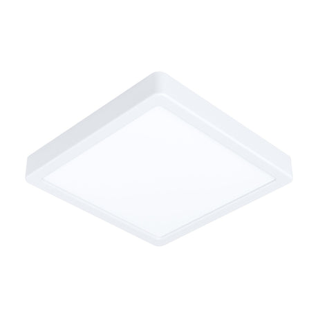 Gosmelle LED Downlight, 21 x 21cm square white steel body with white plastic diffuser, cool white 4000K light, shown on a plain white background.