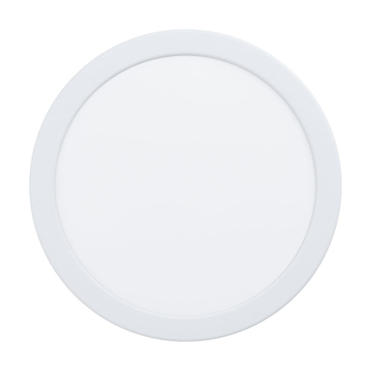 Gosmelle round LED downlight in white, 21cm slim disc with a white steel body and opal plastic diffuser, shown face-on against a plain background.
