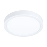 Gosmelle LED Downlight, a round 21cm flush ceiling fixture with a white steel body and white plastic diffuser, shown against a plain white background.