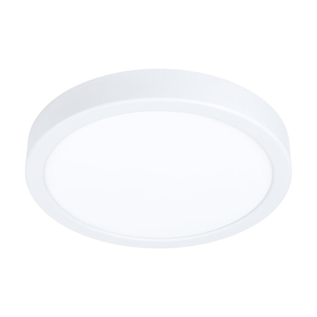 Gosmelle LED Downlight, a round 21cm flush ceiling fixture with a white steel body and white plastic diffuser, shown against a plain white background.
