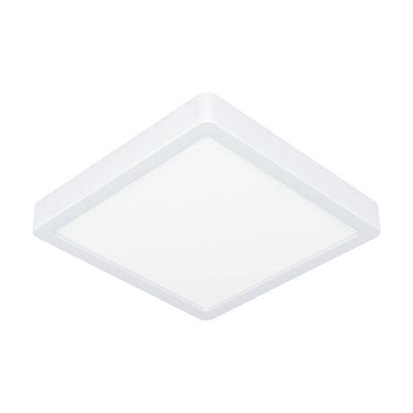 Gosmelle square LED downlight, 22 x 22cm, white plastic shade with low-profile design, IP44 rated, shown at an angle on a plain white background.