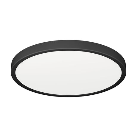 Gosmelle round LED downlight, 27.8cm, with black plastic rim and white diffuser face, shown at an angle on a plain white background.
