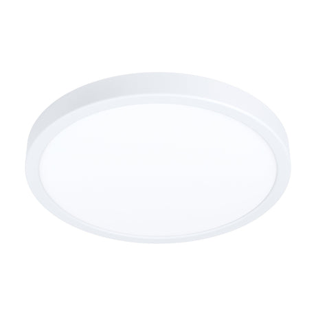 Gosmelle round LED downlight in white plastic, 27.8cm slim surface-mounted ceiling fixture with integrated LED and smooth diffuser, shown on a plain white background.