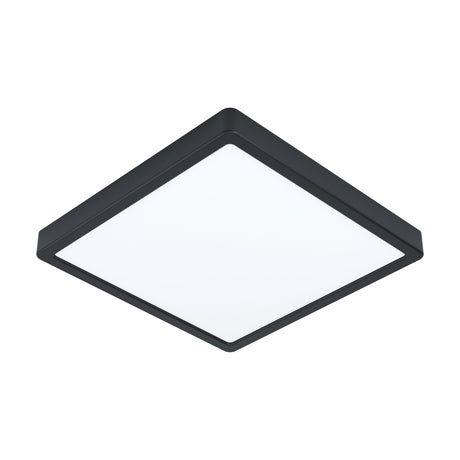 Gosmelle LED Downlight, a square flush ceiling light with a slim black steel frame and white plastic diffuser, shown at an angle on a plain white background.