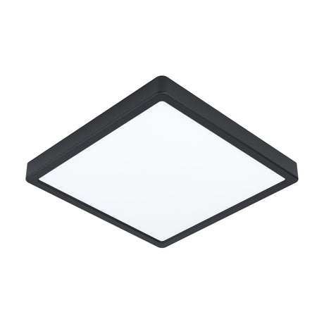 Gosmelle LED Downlight, a square ceiling panel with black steel frame and white plastic diffuser, 28.5 x 28.5 x 3cm, shown on a plain white background.