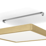 Gosmelle LED Downlight 28.5 x 28.5cm in brushed brass with white diffuser, shown with its ceiling mounting bracket on a plain white background.