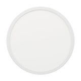 Gosmelle round LED downlight in white, 28.5cm diameter with a slim white steel body and white plastic diffuser, shown on a plain white background.