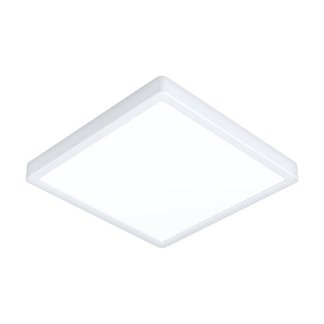Gosmelle LED Downlight, 29 x 29cm square fixture with slim white plastic frame and frosted diffuser, rounded corners, shown on a plain white background.
