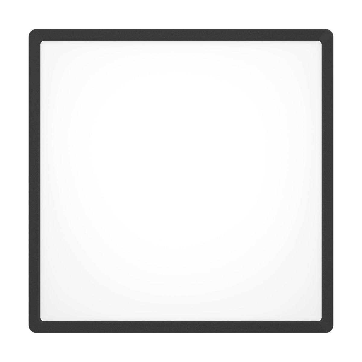 Gosmelle LED downlight, 39 x 39cm square panel with black plastic frame and white diffuser, shown on a plain white background.