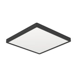 Gosmelle LED downlight, a slim square ceiling panel measuring 39 x 39cm with a black plastic frame and white diffuser, shown at an angle on a plain white background.