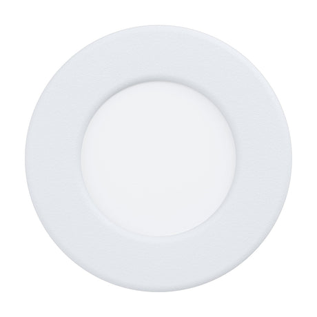 Gosmelle LED downlight, 8.6cm round white steel body with a white plastic diffuser, shown recessed-style on a plain white background.
