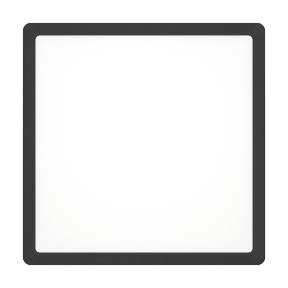 Gosmelle square LED downlight, 29.5 x 29.5cm, with black plastic frame and white diffuser panel, shown on a plain white background.