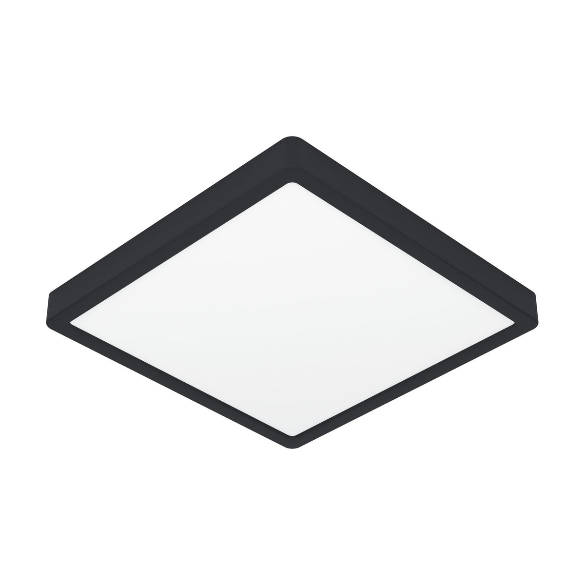 Gosmelle square LED downlight, 29 x 29cm, with a black plastic frame and white plastic diffuser panel, shown on a plain white background.