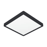 Gosmelle square LED downlight, 29 x 29cm, with a black plastic frame and white plastic diffuser panel, shown on a plain white background.