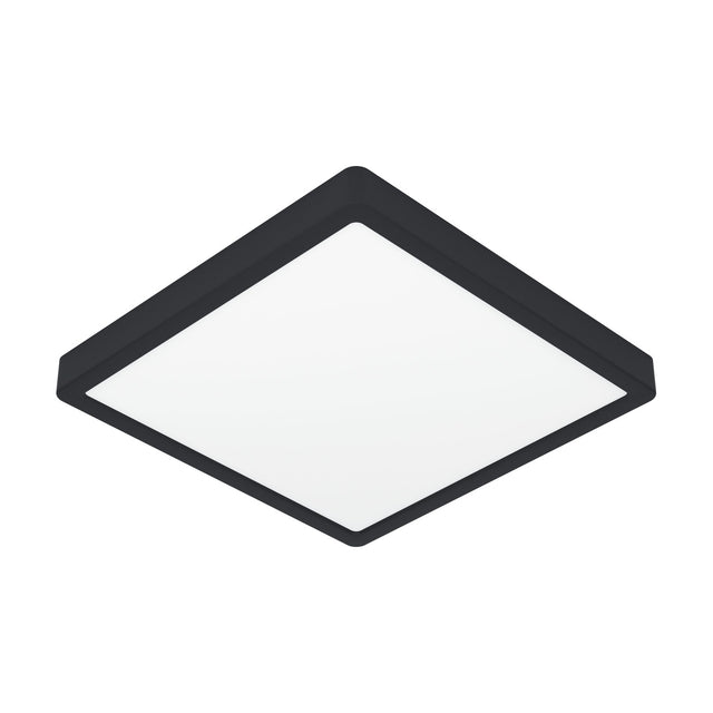 Gosmelle square LED downlight, 29 x 29cm, with a black plastic frame and white plastic diffuser panel, shown on a plain white background.
