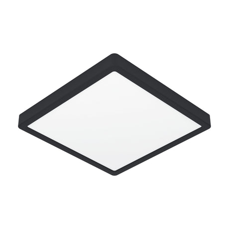 Gosmelle Smart Colour Changing LED Downlight, 39 x 39cm square fixture with black plastic frame and white diffuser panel, shown at an angle on a plain white background.