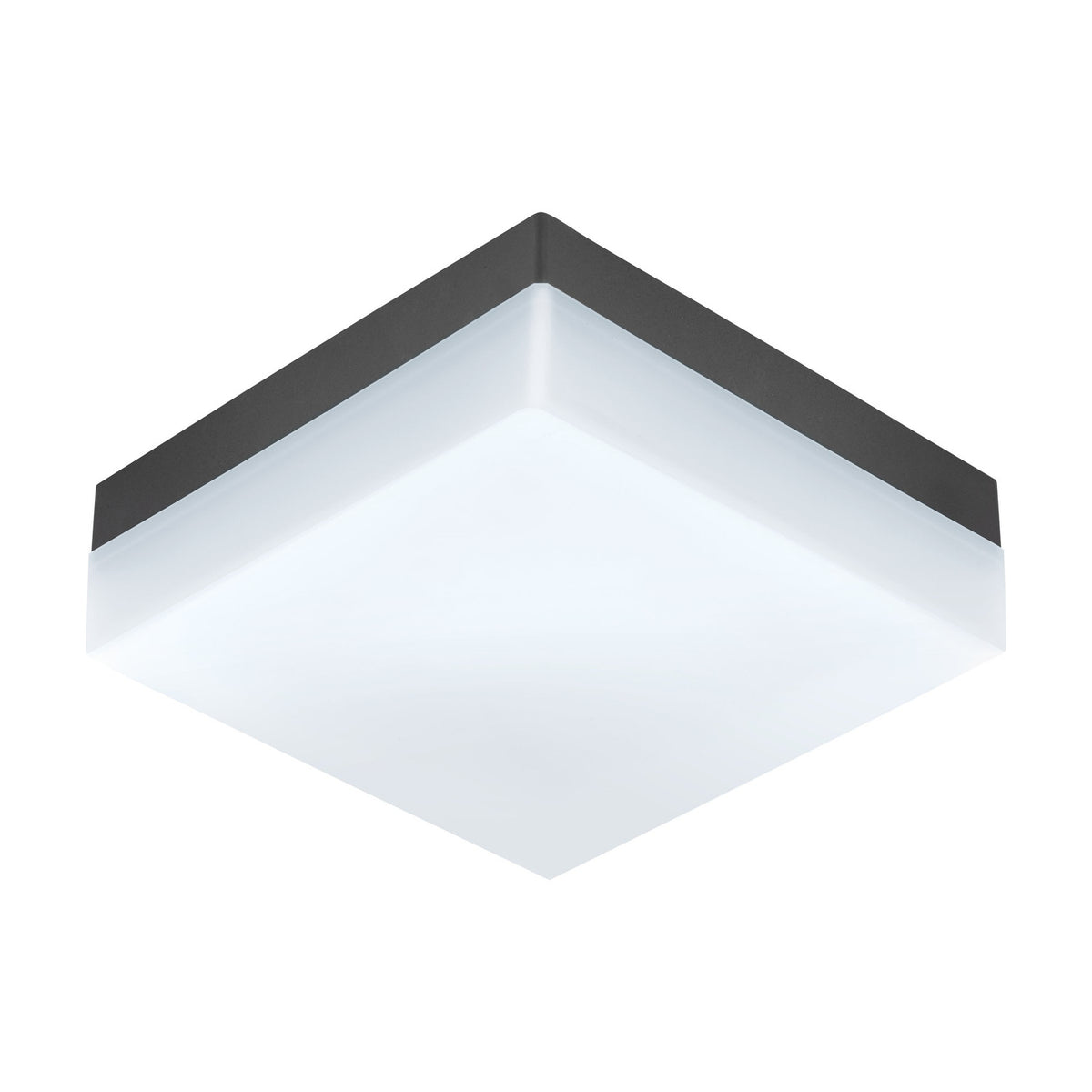Gramane LED Outdoor Wall Light in anthracite, a square fixture with a white plastic diffuser covering the front and sides, shown on a plain white background.