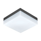 Gramane LED Outdoor Wall Light in anthracite, a square fixture with a white plastic diffuser covering the front and sides, shown on a plain white background.