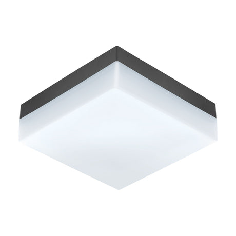 Gramane LED Outdoor Wall Light in anthracite, a square fixture with a white plastic diffuser covering the front and sides, shown on a plain white background.