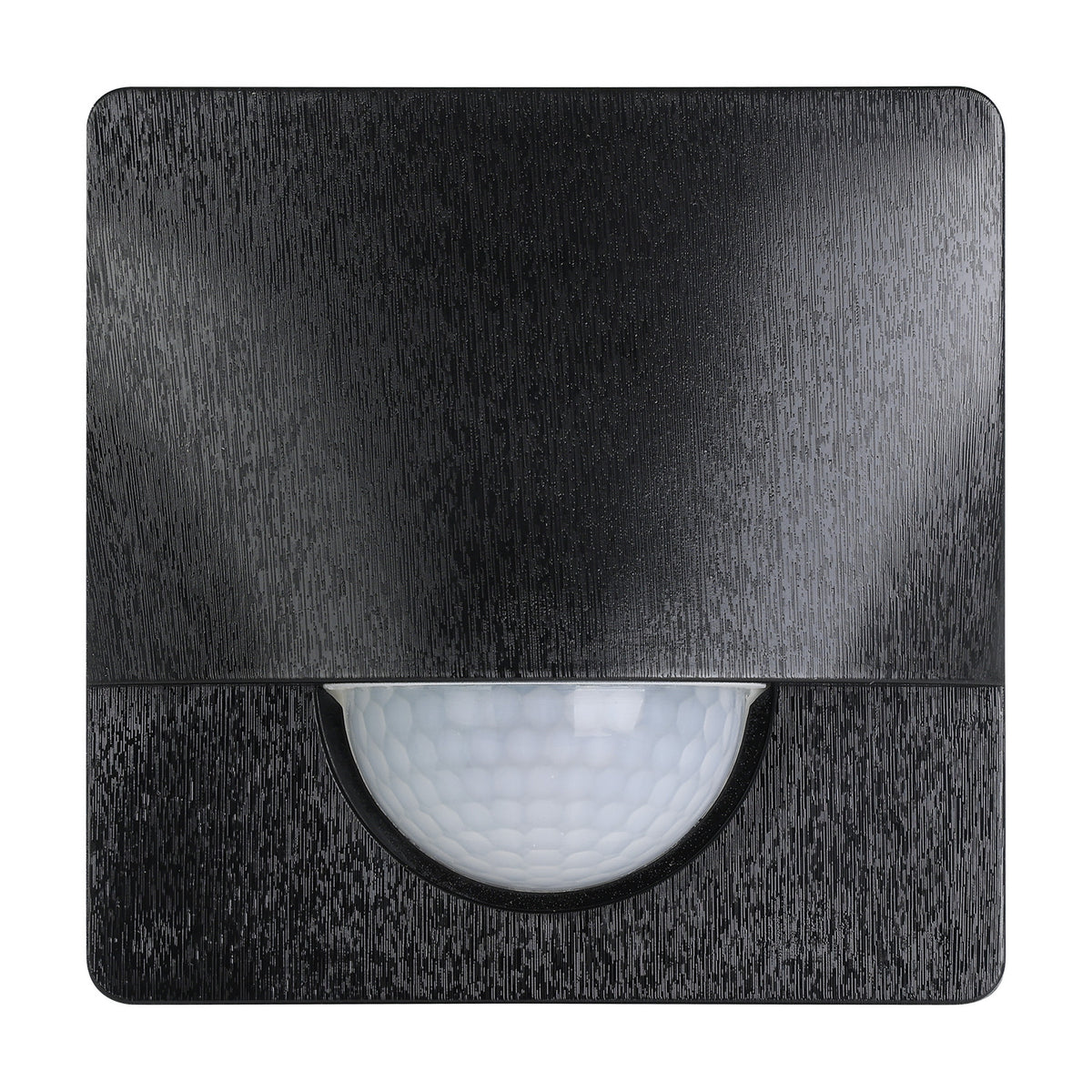 Granvena motion sensor in black, square plastic housing with rounded corners and a white half-dome lens on the lower edge, shown on a plain white background.