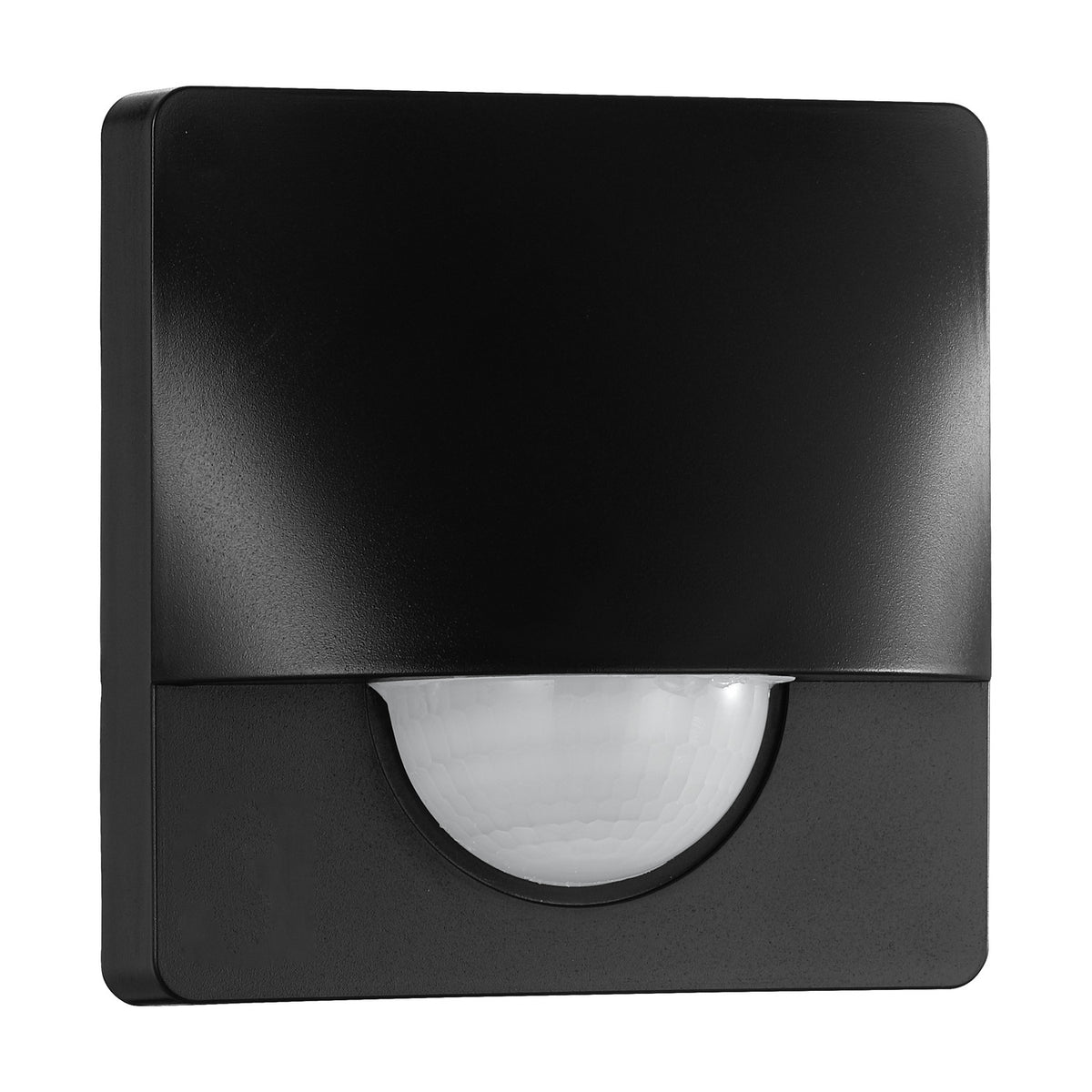 Granvena motion sensor in black, square plastic housing with rounded corners and a white half-dome lens on the lower edge, shown on a plain white background.