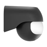 Granvena PIR Sensor 180° in black plastic, featuring a curved hood over a ball-shaped head with white faceted lens, shown on a plain white background.