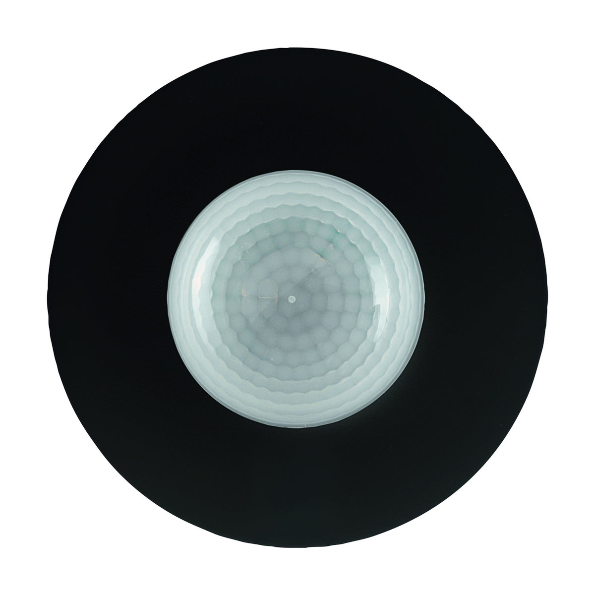 Granvena PIR Sensor 360° in black, a round plastic motion sensor with a white domed lens at its centre, shown on a plain white background.
