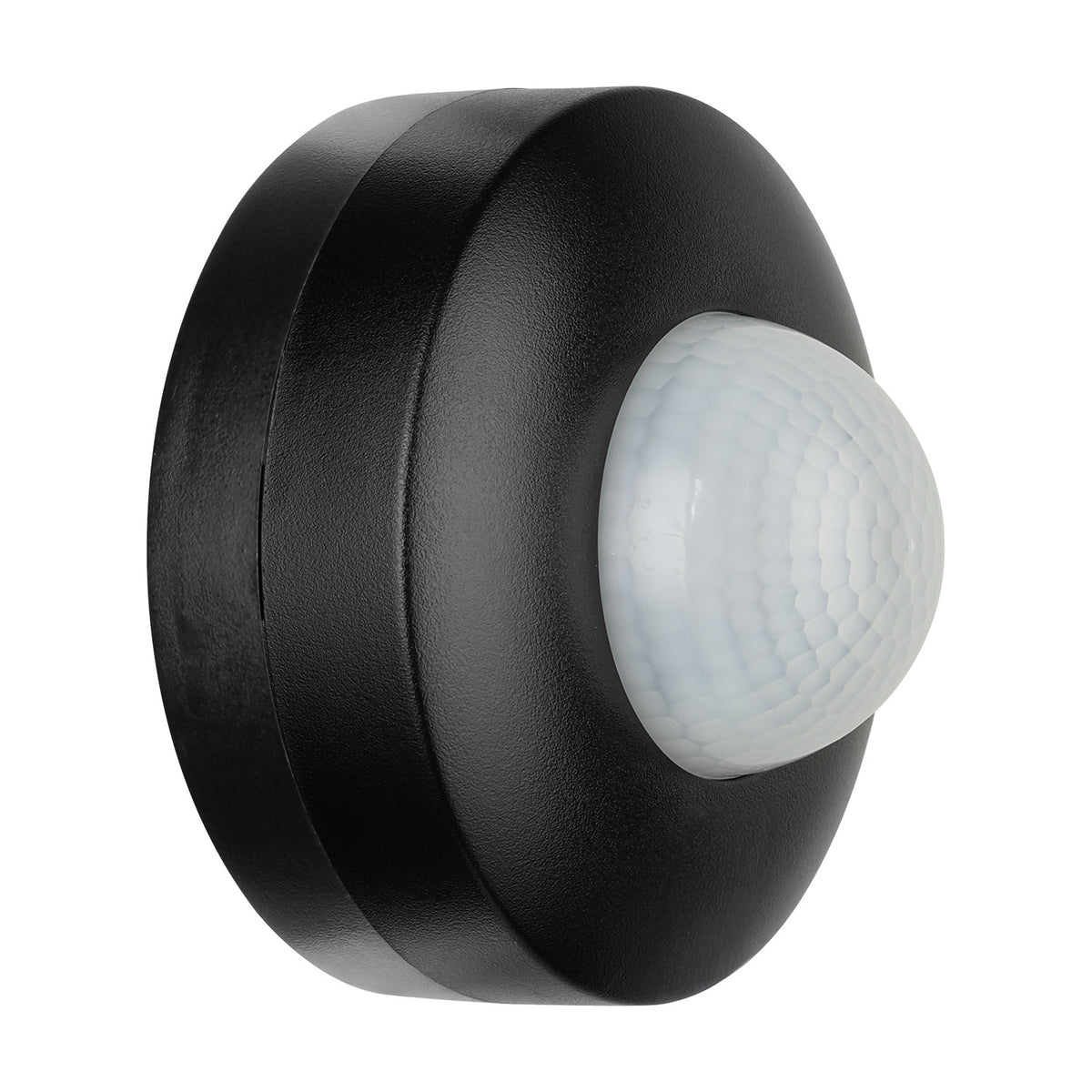 Granvena PIR Sensor 360° in black, a round plastic motion sensor with a white domed lens at its centre, shown on a plain white background.