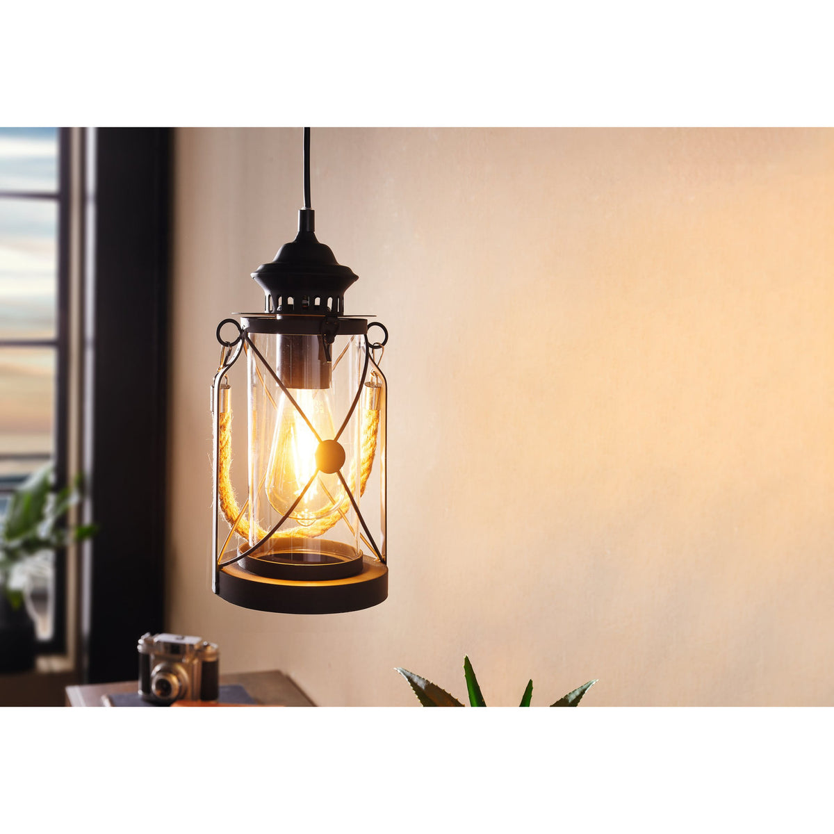 Grasmenne Clear Glass Pendant Light - Black