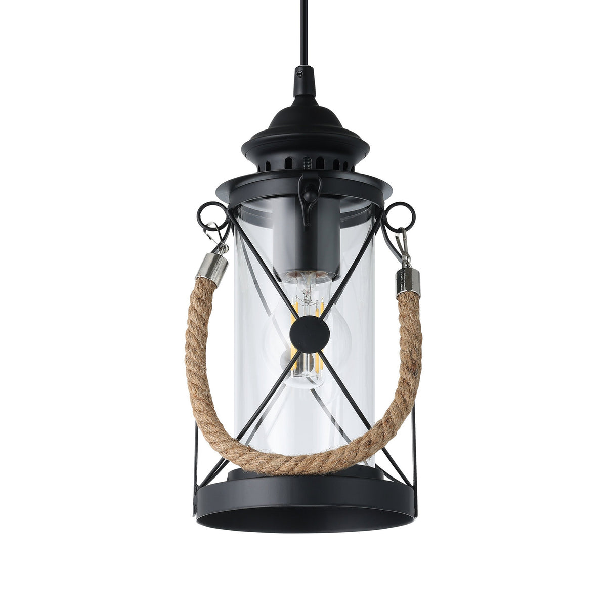 Grasmenne Clear Glass Pendant Light - Black