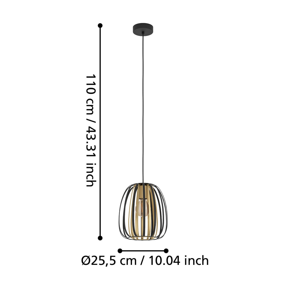 Grilvessa Pendant Light 25.5cm - Black & Gold