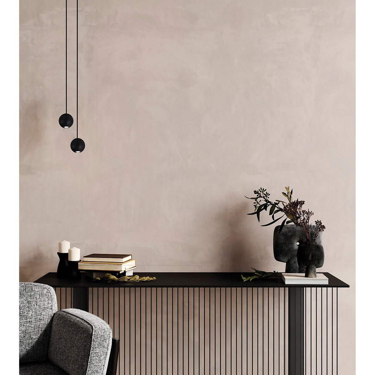 Gruissan 5cm Ball LED Pendant Light 5W 3000K - Black