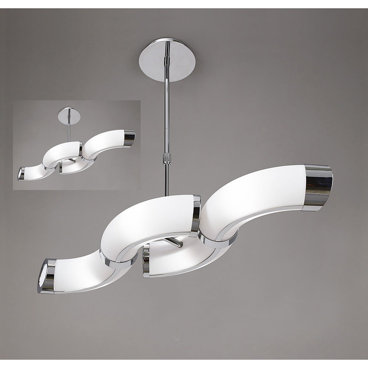 Guss 2 Arm 4 Light Linear Suspension Light/Semi-Flush - Chrome & White